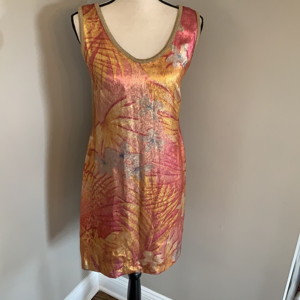 Angelo Marani 100% silk dress sequined perfect